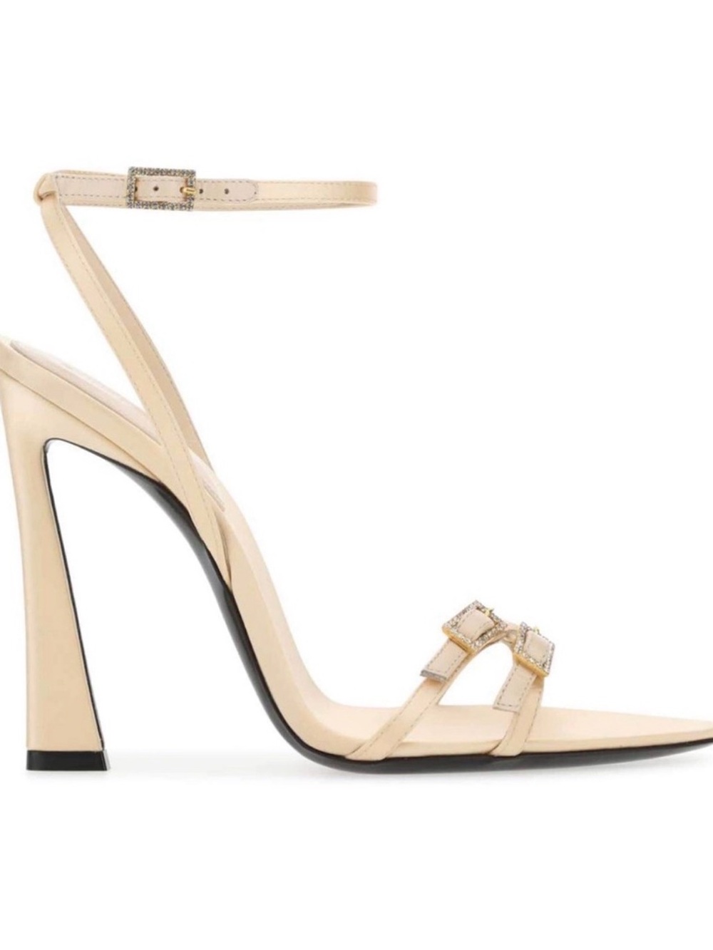 Saint Laurent Crepe Satin Slingback Pump with Crystals - color: soft nude
